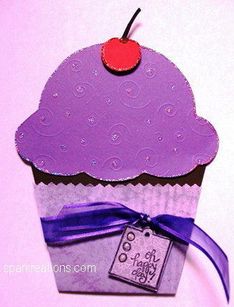 5" x 7" card; fibers and other embellishments: $15 card...cupcake