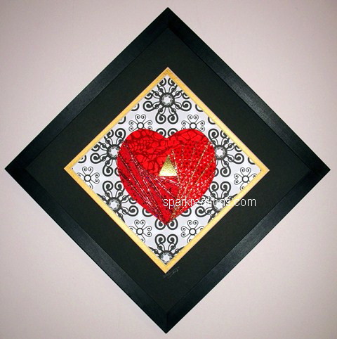 iris fold...heart...framed